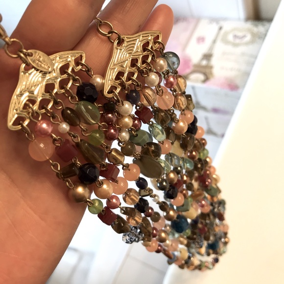 7 Strand Genuine Mother Pearl Cats Eye Necklace - Picture 5 of 17